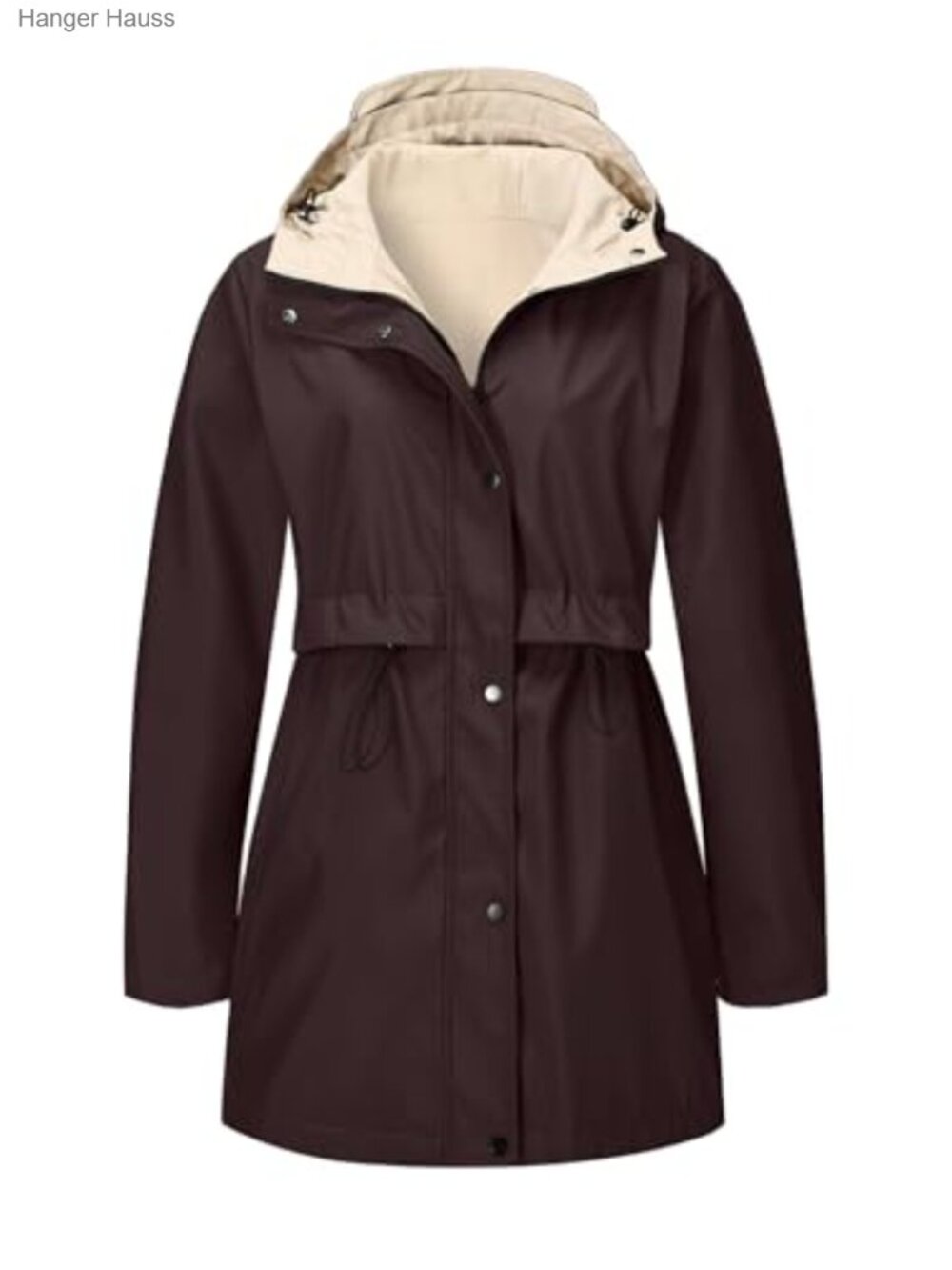 Women's Lightweight Reversible Trench Coat, Windproof Hooded Jacket